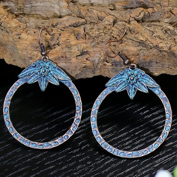 7 Pairs Turquoise Boho Rustic Geometric Earrings - Picture 5 of 9